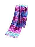 ArtisanStreet's Magenta & Turquoise Crepe De Chine Scarf - Hand Dyed in Batik Design