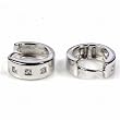 Sterling Silver Huggie Earrings with Clear CZ - Size: 6mm x 15mm