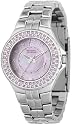 Fossil AM4022 Ladies Stainless Steel Analog Watch with Pink Crystal Detail