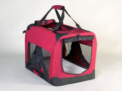 Maroon Soft Side Cat Dog Pet Crate Medium 24 x 16 x 16 inches