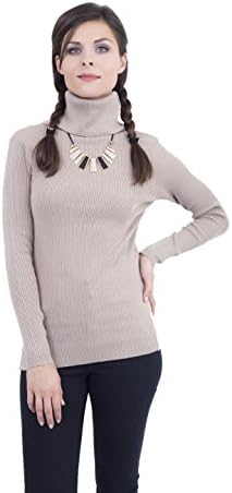 Women Turtle Neck Rib Fine-Knit Sweater