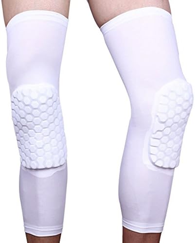 Carlesom Strengthen Kneepad Honeycomb Pad Crashproof Antislip Basketball Leg Knee Long And Short Sleeve Protective Pad(Black/White, S,M,L) High Quality