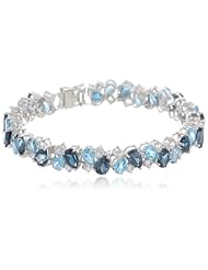Sterling Silver Blue and White Topaz Bracelet, 7.25"