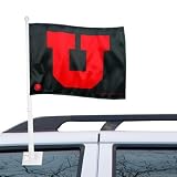 Utah Utes Black Car Flag