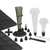 Mastrad Baking Set Bundle - F38201 Pastry Bag Set & Silicone Macaroon Cookies Baking Sheets F45401 Large and F45301 Smallby Mastrad