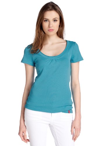 edc by ESPRIT Damen T-Shirt Regular Fit, 032CC1K023, Gr. 40 (L), T&uuml;rkis (sunny turquoise 4 Preisvergleich