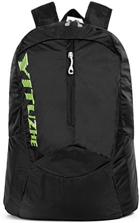 HSHINE 25L - Lightweight Packable Waterproof Hiking Backpack for Men and Women / Durable Foldable Handy Travel Daypack - Nylon (Black)