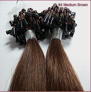 100 Strands 20 Remy Micro Bead Loop 50 Grams 4 Medium Brown 100