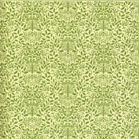 Dollhouse Wallpaper William Morris Green on Cream Acorns