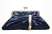 Navy blue satin clutch handbag with diamante decoration