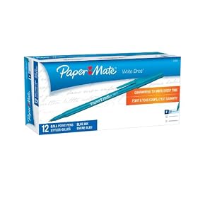 Paper Mate Write Bros. Stick Fine Point Ballpoint Pens, 12 Blue Ink Pens (3361131)