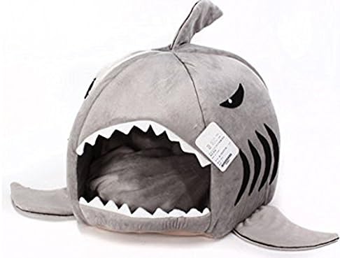 Amastly Lovely Grey Shark Bed for Small Cat Dog Cave Bed Removable Cushion Waterproof Bottom Pet House Gift For Your Puppy