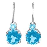 14k White Gold Blue Topaz Fishhook Dangle Earrings 14k White Gold Blue Topaz Fishhook Dangle Earrings