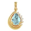 14K Yellow Gold Aquamarine and Diamond Pendant