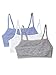 Fruit of the Loom womens Cotton Pullover Sport Bra, heather grey/white/heather blue 36