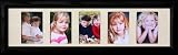 Multiple Opening ~ FIVE ~ 2x3 Wallet BLACK Oak Photo Frame ~ Holds Five-2x3 Wallet Pictures ~ Laser Cut Cream Marble Mat