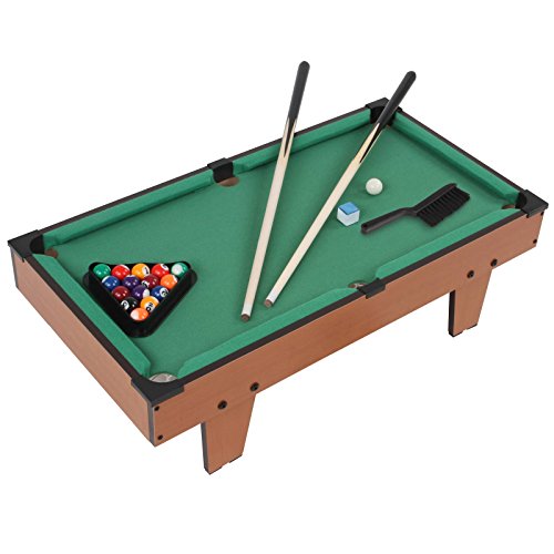 Imagen 9 de Jago - Mini mesa de billar móvil con accesorios (16 bolas, triángulo, 2 tacos y 2 tizas) - aprox. 70/37/21 cm