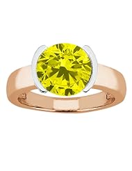 2.20 Ct Round Canary SI1/SI2 Diamond 18K Rose Gold Ring