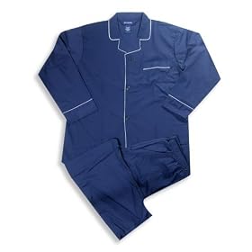John Ashford - Mens Long Sleeve Broadcloth Pajamas, Navy, Blue