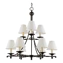 Quoizel KL5009EP Kendall Two-Tier Uplight Chandelier with Candelabra Base, Anna White Shade, Espresso Finish