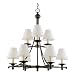 Quoizel KL5009EP Kendall Two-Tier Uplight Chandelier with Candelabra Base, Anna White Shade, Espresso Finish Image