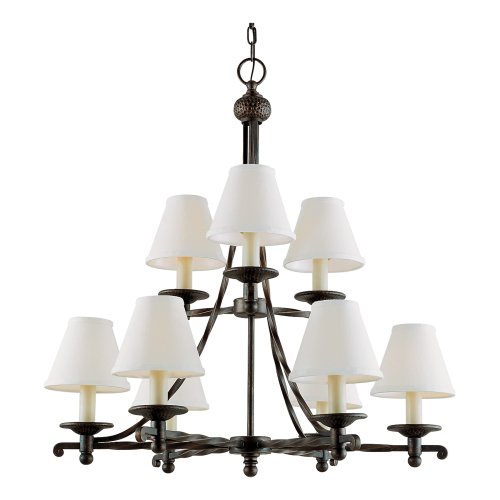 Quoizel KL5009EP Kendall Two-Tier Uplight Chandelier with Candelabra Base, Anna White Shade, Espresso Finish