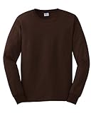 Gildan Men's Big Ultra Cotton 100% Cotton Long Sleeve T-Shirt, Dark Chocolate, Medium