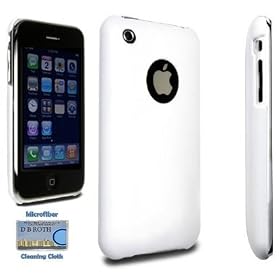 White Polycarbonate Slim Fit Case for iPhone 3G / 3GS + DBROTH Microfiber Cleaning Cloth