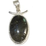 Labradorite Pendant 04 Stone Curve Oval Crystal Healing Silver Gem 1.6