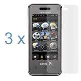 Clear Reusable LCD Screen Protector - 3 Packs for Sprint Samsung SPH-M800 Instinct Cell Phone
