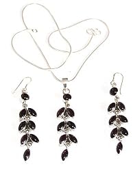 Pendant and Earrings Garnet Sterling Silver Jewelry