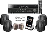 Yamaha 3D-Ready 5.1-Channel 500 Watts Digital Home Theater Audio/Video Receiver + Yamaha Universal iPod Dock + Set of 4 Yamaha All Weather Indoor / Outdoor 120 watt Wall Mountable Natural Sound 2-way Acoustic Suspension Speakers - Black + 100ft 16 AWG Speaker Wire
