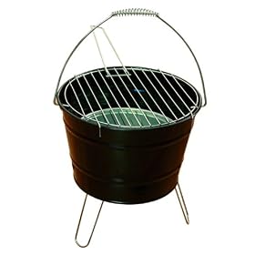 Mini gril au carbone, Seau grille pour camping, Jeu de plein air, Barbecue portable au carbone, couleur noire, So-OGR02-Sch