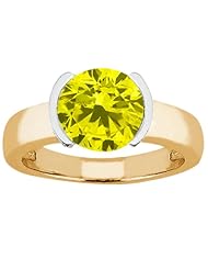 2.20 Ct Round Canary SI1/SI2 Diamond 18K Yellow Gold Ring