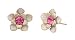 Michal Negrin Stud Earrings with Pink Swarovski Crystals and White Hand-Painted Flowers Michal Negrin Stud Earrings with Pink Swarovski Crystals and White Hand-Painted Flowers