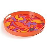 Rachael Ray Serve ware- Berry Paisley Collection- Decorated Round Tray with Handles
