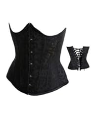 Angel&Me Medium Size BlackFlower Brocade Underbust Corset Underbust Waist Cincher Waistnipper (Tutu,Panties,Pantyhose not included)