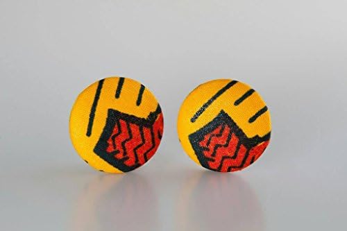 Fabric button earrings (1 1/2"), African fabric button earrings, Ankara fabric button earrings, Fabric Earrings, Button earrings (Ama)