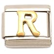 "R" Italian Charm Gold Plated 9mm