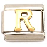 "R" Italian Charm Gold Plated 9mm