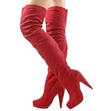 Akemi91 Round Toe Thigh-High Boot RED
