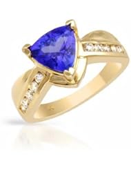 14K Yellow Gold Tanzanite and Diamond Ring -- LIFETIME WARRANTY