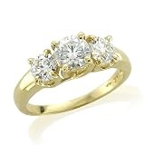 14k White Gold 3 Stone Diamond Engagement Ring Band, Size 6.5 (GH, SI-I, 1.00 carat)