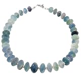 EXP Handmade Blue Fluorite Necklace With Faceted Silver Beads