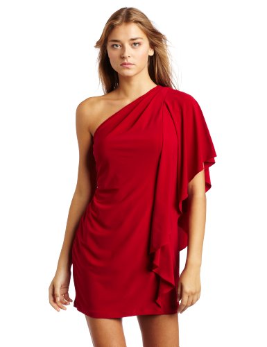 Allen Schwartz Prive Women's One Shoulder Flutter Sleeve Dress Allen Schwartz Prive Women's One Shoulder Flutter Sleeve Dress