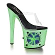 7 1/2 Inch Heel Circle Light Up Shoes Sexy Stripper Shoes UV Reactive Black Light Neon Green
