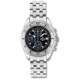 Men's Sartego� Ocean Master Chronograph Watch with Three Subdials Black Dial