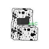 A Set of 4 Universal Fit Animal Print Carpet Floor Mats for Cars / Truck - Cow