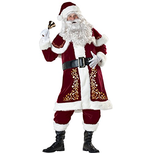 ISEYMI Santa Claus Costume Luxury Suit Halloween Adult uniforms Plus Size L-3XL