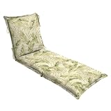 Outdoor Patio Beige/Green Floral Chaise Cushion